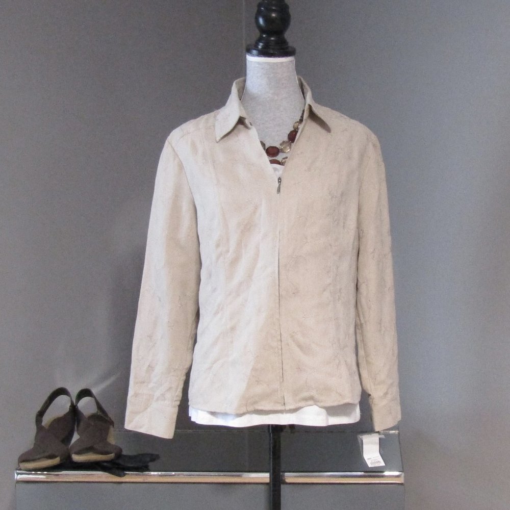 NWT Croft & Barrow Tan Faux Suede Embroidered PL